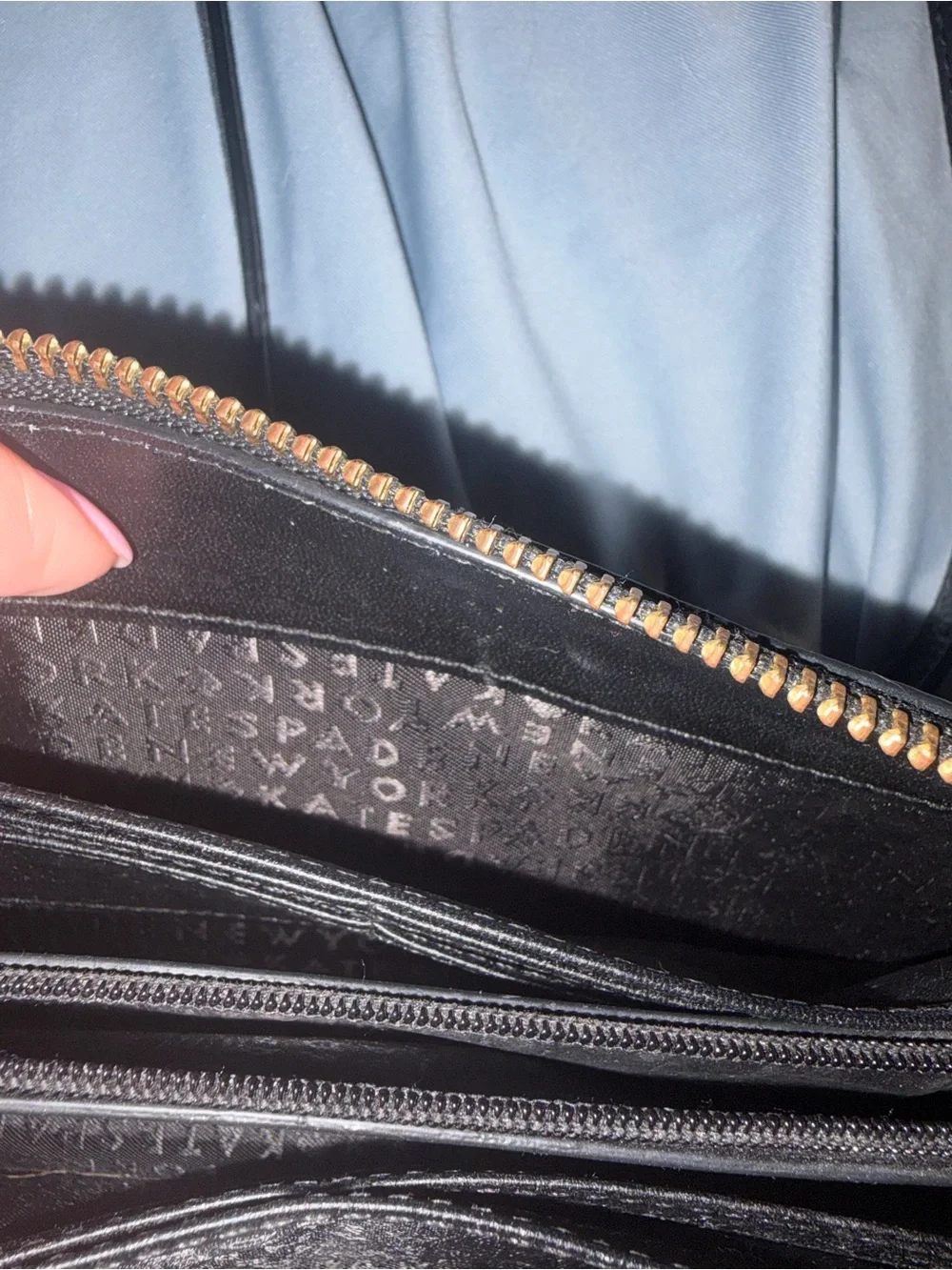 kate spade Black Leather Crossbody Wallet with Gold Hardware
